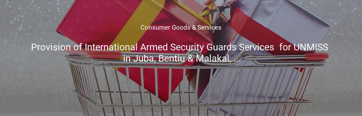 Provision of International Armed Security Guards Services  for UNMISS in Juba, Bentiu & Malakal, ...