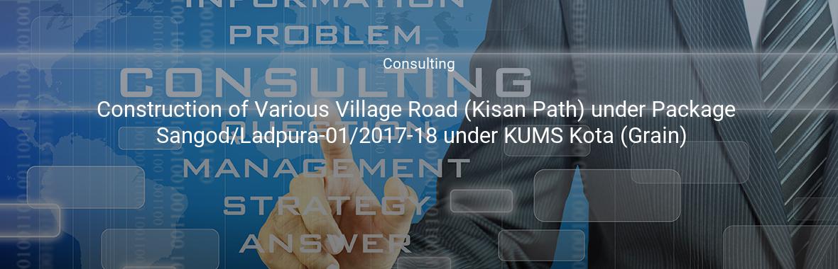Construction of Various Village Road (Kisan Path) under Package Sangod/Ladpura-01/2017-18 under KUMS Kota (Grain)