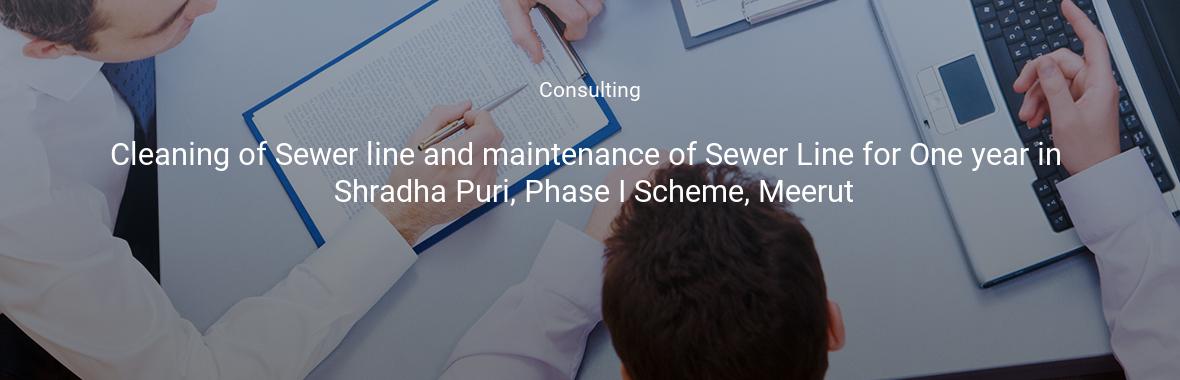 Cleaning of Sewer line and maintenance of Sewer Line for One year in Shradha Puri, Phase I Scheme, Meerut