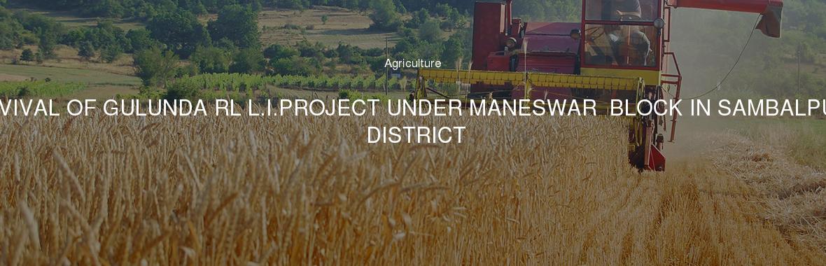 REVIVAL OF GULUNDA RL L.I.PROJECT UNDER MANESWAR  BLOCK IN SAMBALPUR DISTRICT