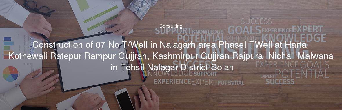 Construction of 07 No T/Well in Nalagarh area PhaseI TWell at Harta Kothewali Ratepur Rampur Gujjran, Kashmirpur Gujjran Rajpura  Nichali Malwana in Tehsil Nalagar District Solan