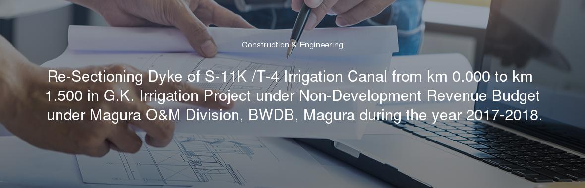 Re-Sectioning Dyke of S-11K /T-4 Irrigation Canal from km 0.000 to km 1.500 in G.K. Irrigation Project under Non-Development Revenue Budget under Magura O&M Division, BWDB, Magura during the year 2017-2018.