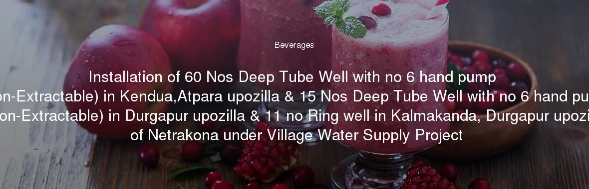 Installation of 60 Nos Deep Tube Well with no 6 hand pump (Non-Extractable) in Kendua,Atpara upozilla & 15 Nos Deep Tube Well with no 6 hand pump (Non-Extractable) in Durgapur upozilla & 11 no Ring well in Kalmakanda, Durgapur upozilla of Netrakona under Village Water Supply Project