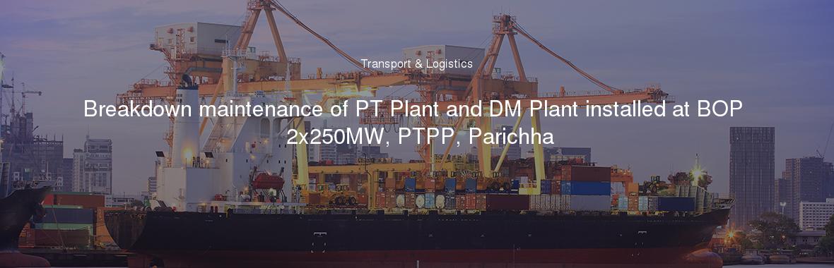 Breakdown maintenance of PT Plant and DM Plant installed at BOP 2x250MW, PTPP, Parichha