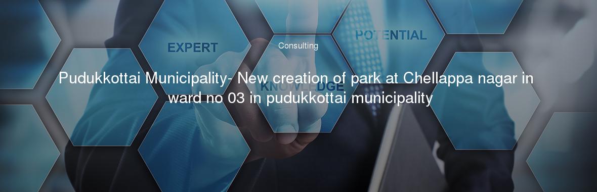 Pudukkottai Municipality- New creation of park at Chellappa nagar in ward no 03 in pudukkottai municipality