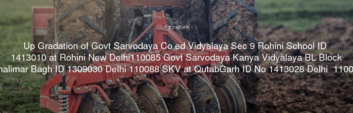 Up Gradation of Govt Sarvodaya Co ed Vidyalaya Sec 9 Rohini School ID 1413010 at Rohini New Delhi110085 Govt Sarvodaya Kanya Vidyalaya BL Block Shalimar Bagh ID 1309030 Delhi 110088 SKV at QutabGarh ID No 1413028 Delhi  110039