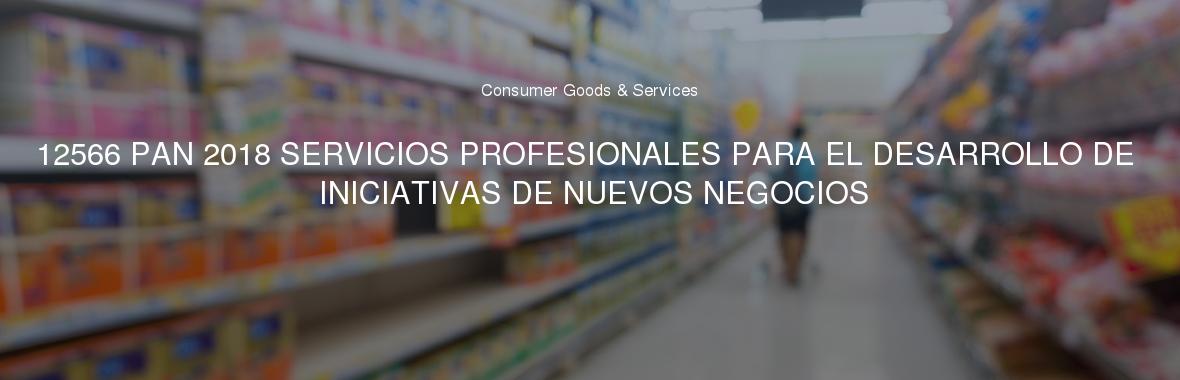 12566 PAN 2018 SERVICIOS PROFESIONALES PARA EL DESARROLLO DE INICIATIVAS DE NUEVOS NEGOCIOS