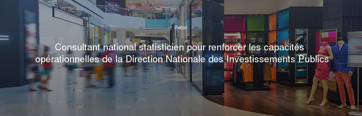 Consultant national statisticien pour renforcer les capacités opérationnelles de la Direction Nationale des Investissements Publics