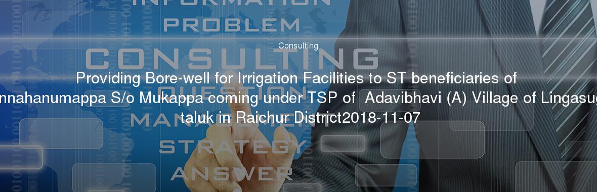 Providing Bore-well for Irrigation Facilities to ST beneficiaries of Sannahanumappa S/o Mukappa coming under TSP of  Adavibhavi (A) Village of Lingasugur taluk in Raichur District2018-11-07