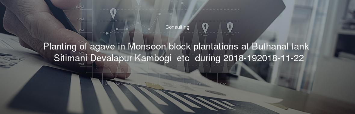 Planting of agave in Monsoon block plantations at Buthanal tank Sitimani Devalapur Kambogi  etc  during 2018-192018-11-22