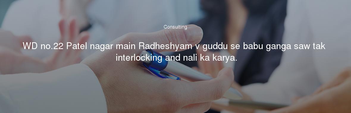 WD no.22 Patel nagar main Radheshyam v guddu se babu ganga saw tak interlocking and nali ka karya.