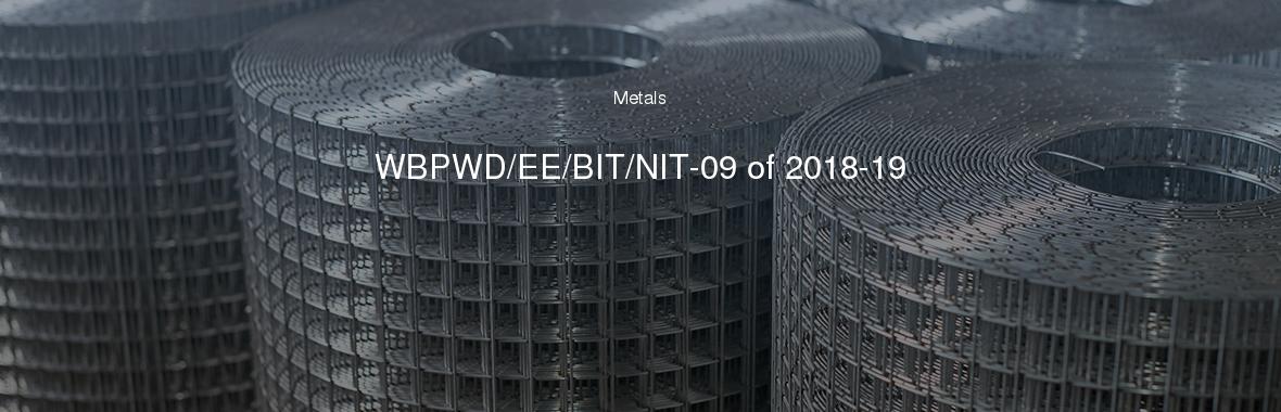 WBPWD/EE/BIT/NIT-09 of 2018-19