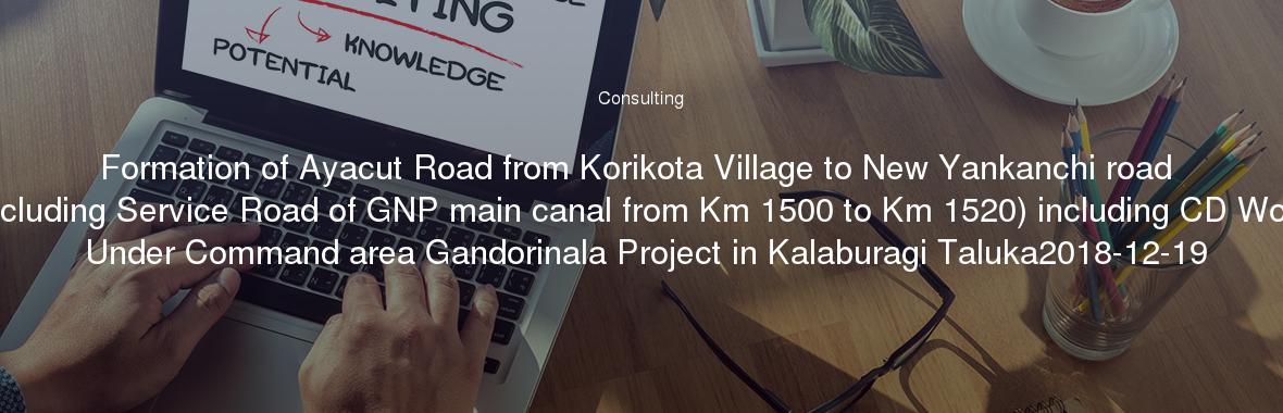 Formation of Ayacut Road from Korikota Village to New Yankanchi road (Excluding Service Road of GNP main canal from Km 1500 to Km 1520) including CD Works Under Command area Gandorinala Project in Kalaburagi Taluka2018-12-19