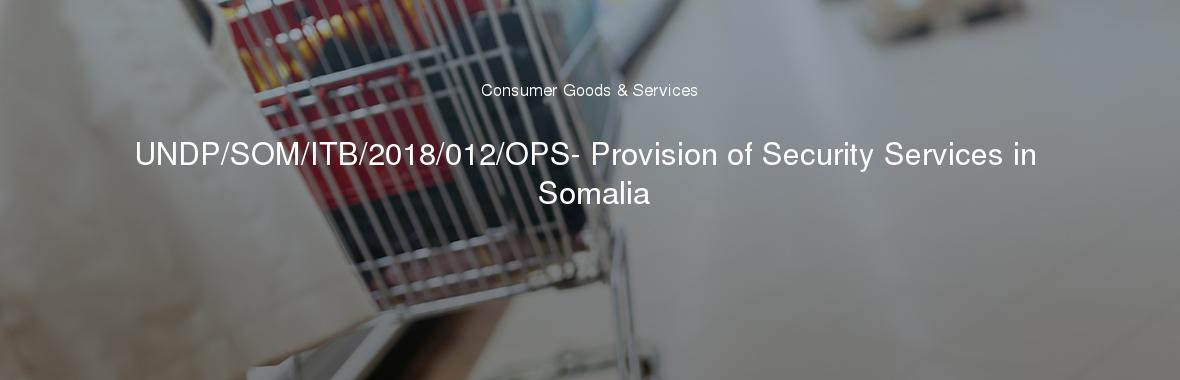 UNDP/SOM/ITB/2018/012/OPS- Provision of Security Services in Somalia