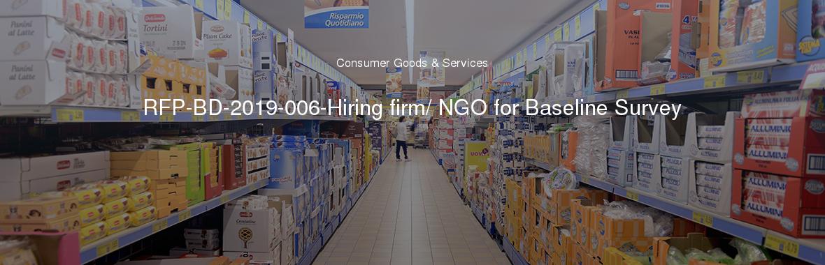 RFP-BD-2019-006-Hiring firm/ NGO for Baseline Survey